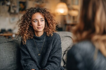 Job interview scene featuring a diverse candidate and interviewer, soft ambient lighting, minimalist decor, attentive body language, fostering a professional yet inviting atmosphere