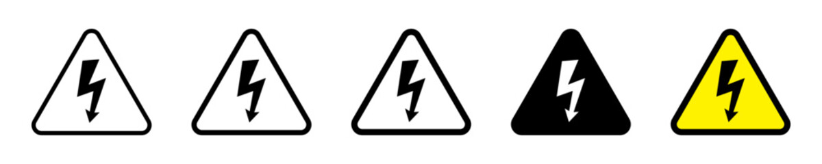 High Voltage Danger Sign with Lightning Symbol. Electrical Warning Icon.