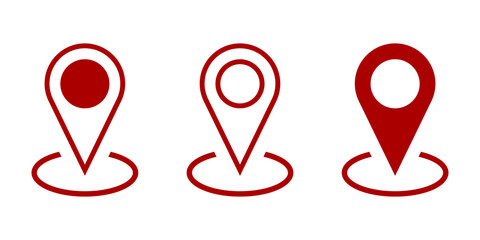 Location Pointer Pin or You Are Here Marker Hotspot Place Holder Symbol Sign Icon Set. Vector Image.