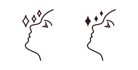 Glowing skin icons, vector design. Silhouette and stroke icon collection