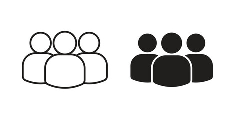 Group icons, vector design. Silhouette and stroke icon collection