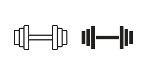 Gym icons, vector design. Silhouette and stroke icon collection