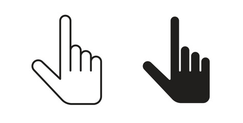 Hand pointer icons, vector design. Silhouette and stroke icon collection