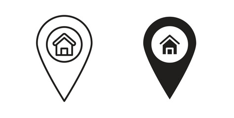 Home location icons, vector design. Silhouette and stroke icon collection