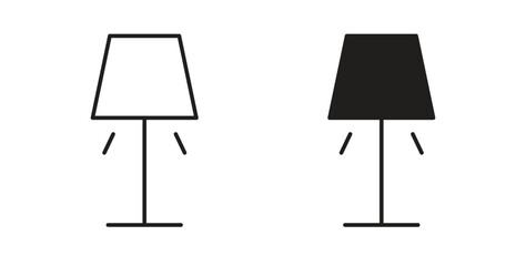 Lamp icons, vector design. Silhouette and stroke icon collection