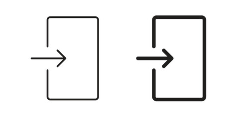 Log in icons, vector design. Silhouette and stroke icon collection