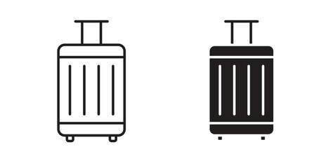 Luggage icons, vector design. Silhouette and stroke icon collection