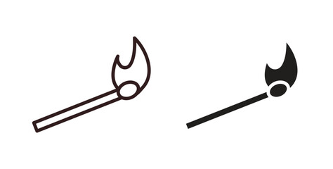 Matches icons, vector design. Silhouette and stroke icon collection