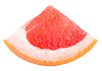 Slice of fresh grapefruit isolated on a white background. Citrus fruit.