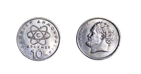 10 Drachmai Greece isolated on white background
