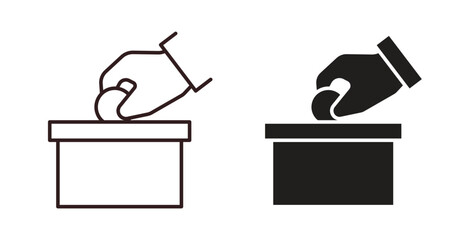 Money donation icons, vector design. Silhouette and stroke icon collection