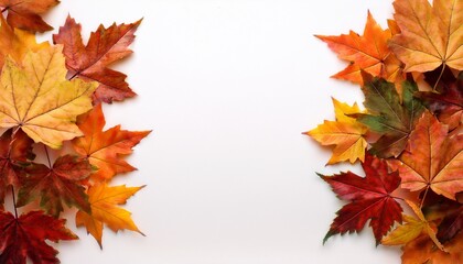 Autumn Leaves Border On White