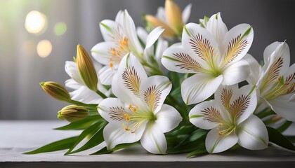 White Alstroemeria Flowers Floral Arrangement Bouquet Peruvian Lily Beautiful Bloom Flower Photography 100