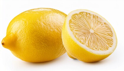 Lemon With Half Of Lemon Isolated On White Background Clipping Path