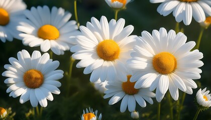 A Group Of White Flowers With Yellow Center