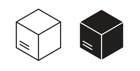 Package icons, vector design. Silhouette and stroke icon collection