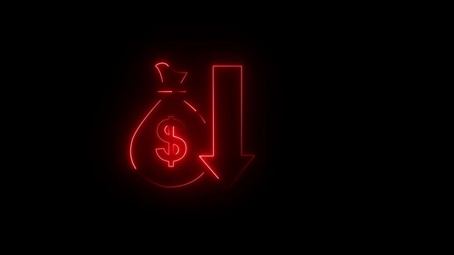 Business efficiency concept, how much a company or organization can produce as it relates to time, cost and quality. Businessman shows glowing neon line of cost reduction icon on virtual screen