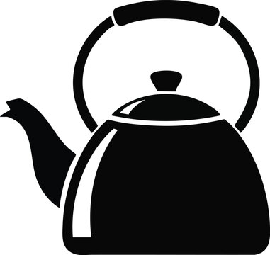 Classic black kettle silhouette perfect for brewing hot beverages and tea preparation.
