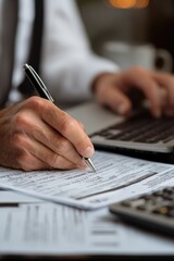 Accountant signing off on papers