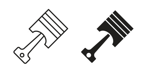 Piston icons, vector design. Silhouette and stroke icon collection