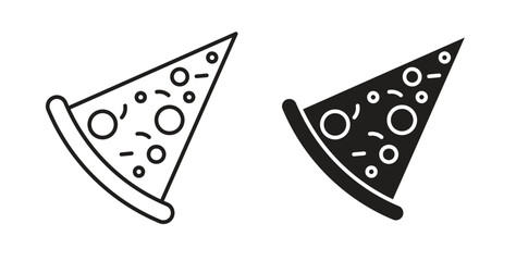 Pizza icons, vector design. Silhouette and stroke icon collection