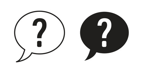 Question icons, vector design. Silhouette and stroke icon collection