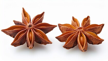 Two Whole Star Anise Isolated On White Background