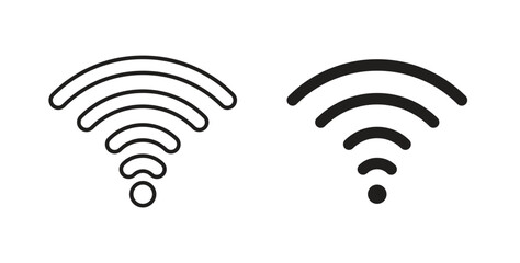 Signals icons, vector design. Silhouette and stroke icon collection