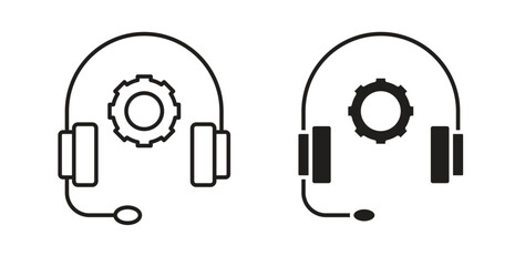 Technical support icons, vector design. Silhouette and stroke icon collection