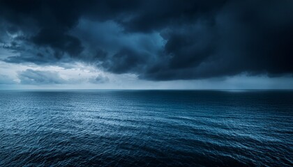 Horror Black Blue Sky Sea Haunted Cloud Scary Ocean Depression Background Mystery Gloomy Dark Theme Blur Texture Generative Ai