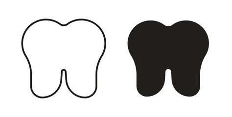 Tooth icons, vector design. Silhouette and stroke icon collection