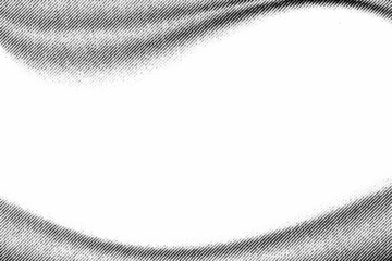 Macro halftone of curved diagonal stripe shading forming a soft vignette border, black printed pattern isolated on transparent background.