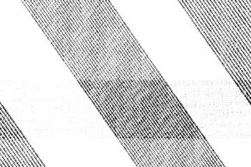 Macro halftone of dense diagonal dot stripes with central darker patch, black printed pattern isolated on transparent background.