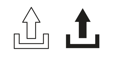 Upload icons, vector design. Silhouette and stroke icon collection