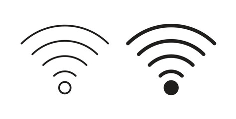 Wifi Signal icons, vector design. Silhouette and stroke icon collection