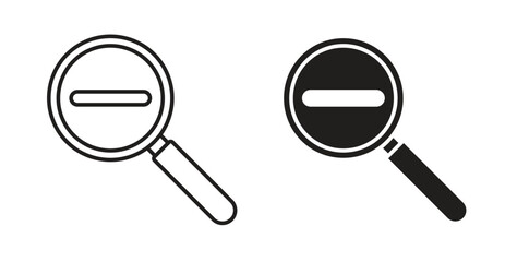 Zoom out icons, vector design. Silhouette and stroke icon collection