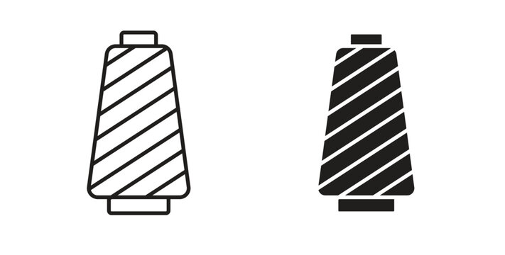 Yarn icons, vector design. Silhouette and stroke icon collection