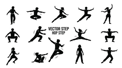 Hop Dance Step Icon Vector Illustration | Simple Dance Footwork Symbol | Step-by-Step Hop Movement Graphic