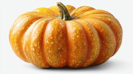 Obraz premium This vibrant orange pumpkin showcases deep grooves and a textured surface perfect for fall decor and seasonal recipes. Ideal for festivities and culinary creations.