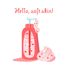 Pink Skincare Bottle with Foamy Soap for Soft Skin