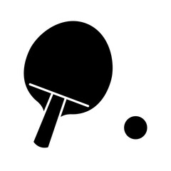 卓球ラケットとボールのシンプルなシルエットアイコンイラスト