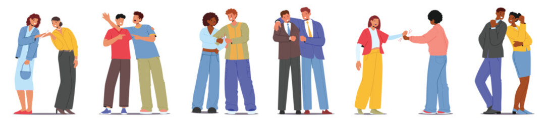 School partnership and teamwork set with happy businesspeople and students successful collaboration