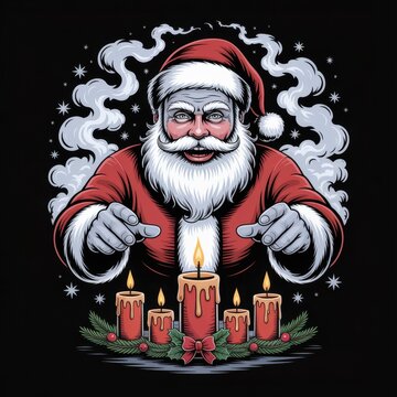 Spooky Santa Claus with Candles and Smoke Christmas