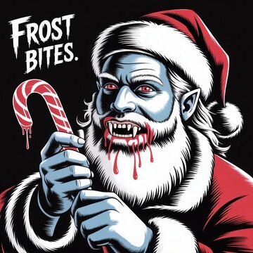 Vampire Santa With Bloody Candy Cane santa claus christmas