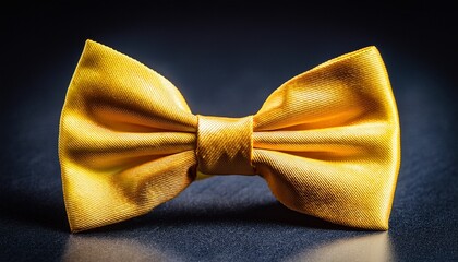 close up of yellow bow tie on dark surface