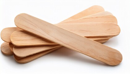 Wood Ice Cream Sticks Isolated On White Background