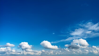 Blue Summer Sky With White Cumulus Clouds High Resolution Panorama Of Sky With Beautiful Clouds Chill Out And Peace Happiness And Hope