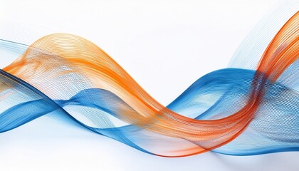 Abstract Flowing Wavy Blue And Orange Lines Against A White Background