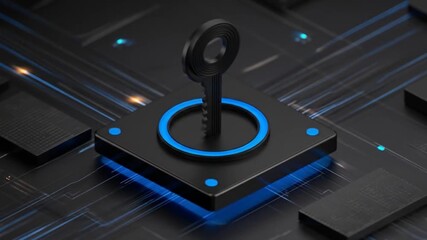 Abstract digital security concept black key on circuit board - Powered by Adobe