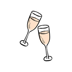 Elegant champagne glass illustration with clean lines and a festive tone. Ideal for wedding designs, holiday celebrations, menu and upscale drink-themed graphics